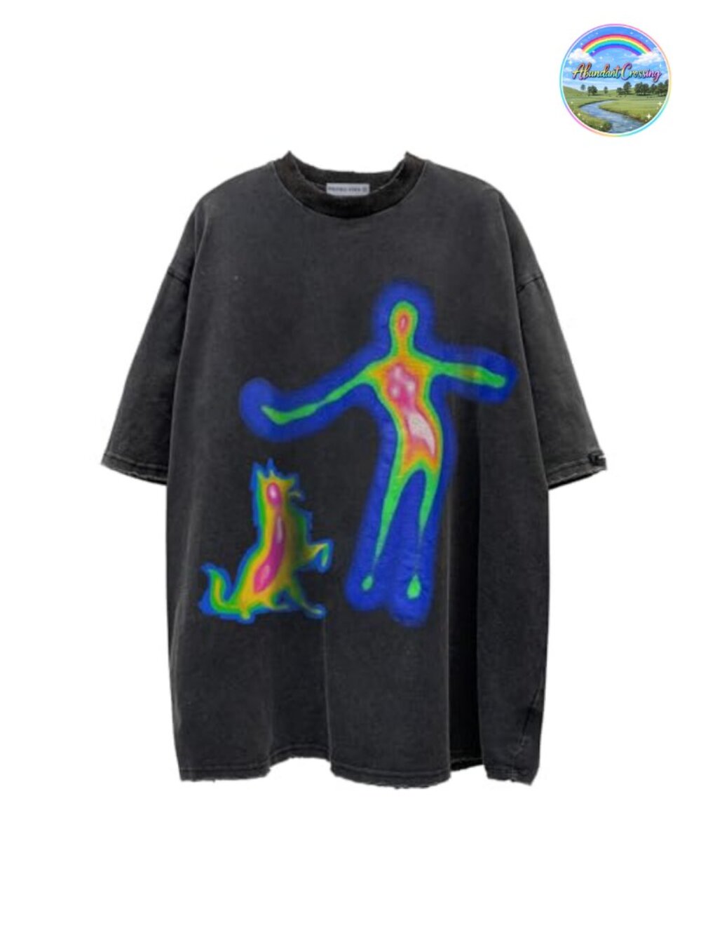 Oversized Graphic Washed T-Shirt for Men Women Crew Neck Streetwear Cotton Tee